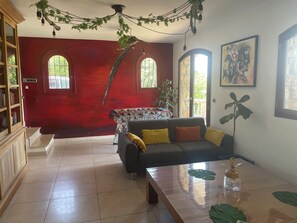 TV, foosball, table tennis, books