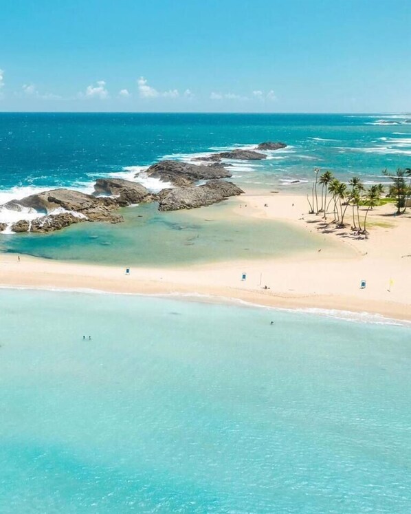 Beach nearby, sun-loungers