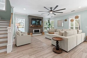 TV, foosball, offices