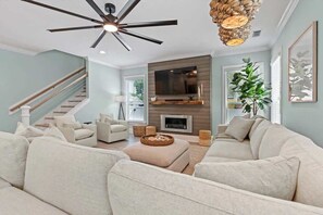 TV, foosball, offices