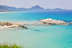 Playa en los alrededores y camastros 