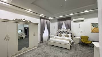 Shower, towels, soap, toilet paper