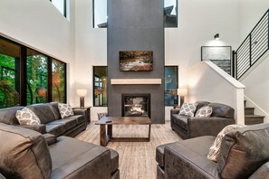 TV, fireplace, offices