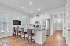 Fridge, microwave, coffee/tea maker, toaster