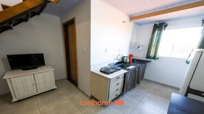Fridge, microwave, stovetop, cookware/dishes/utensils