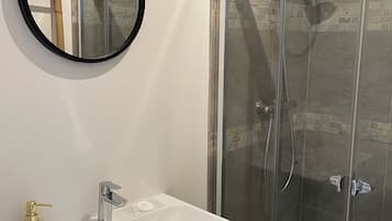 Ducha, secador de pelo, toallas, papel higiénico