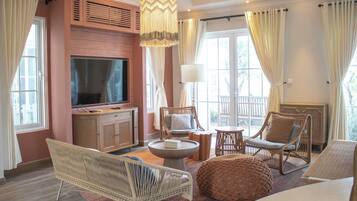 Japanese-style Villa, Garden View | Living area | Flat-screen TV