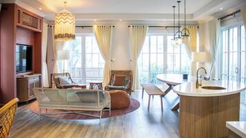 Japanese-style Villa, Garden View | Living area | Flat-screen TV