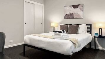 1 bedroom, iron/ironing board, travel crib, WiFi