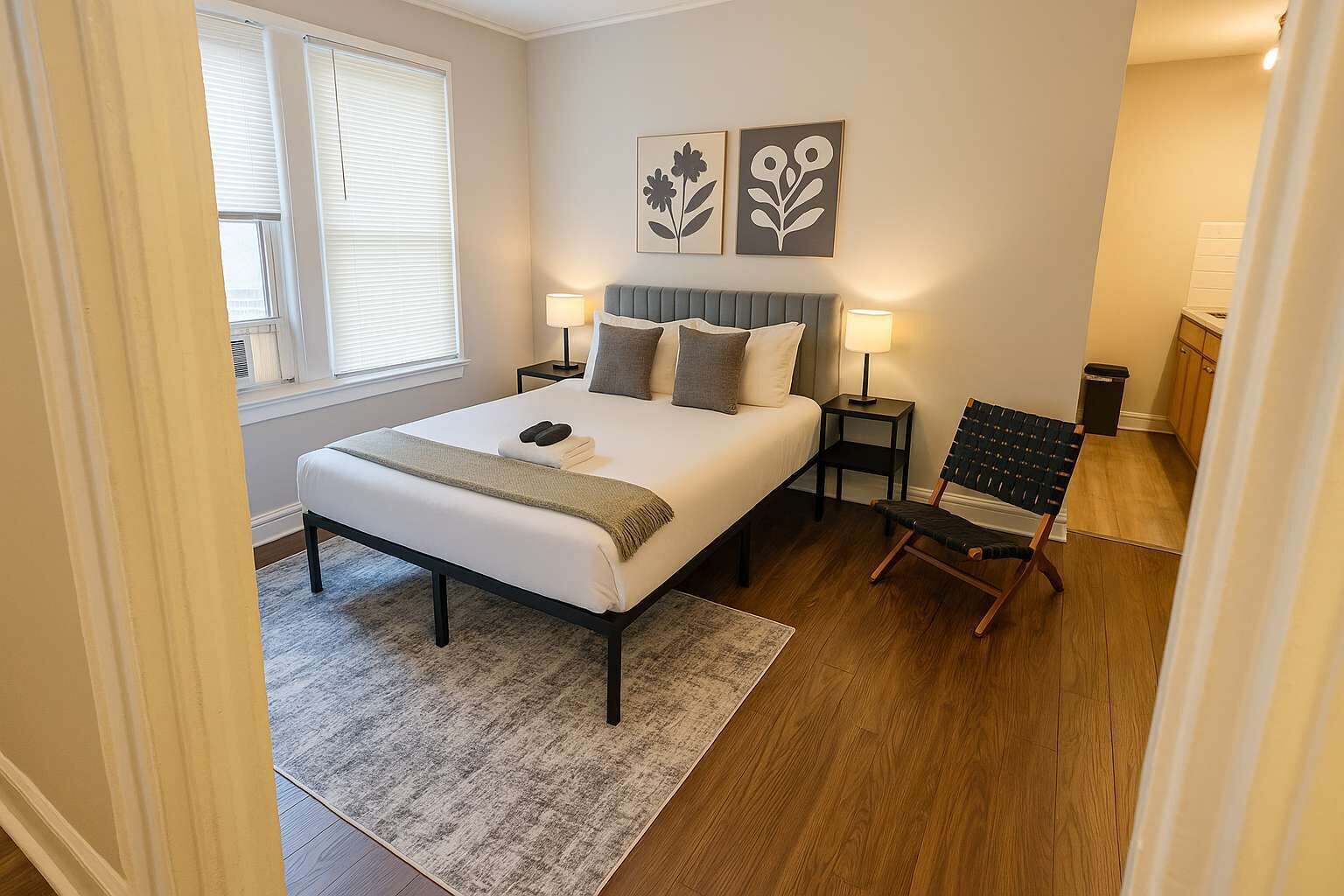 Iron/ironing board, travel crib, WiFi, bed sheets