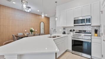 Coffee/tea maker, microwave, oven, stovetop