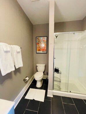 Haartrockner, Handtücher, Seife, Toilettenpapier