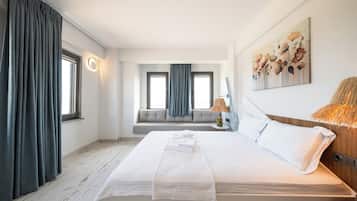 Habitación Deluxe, vistas al mar | Ropa de cama de alta calidad, wifi gratis, ropa de cama