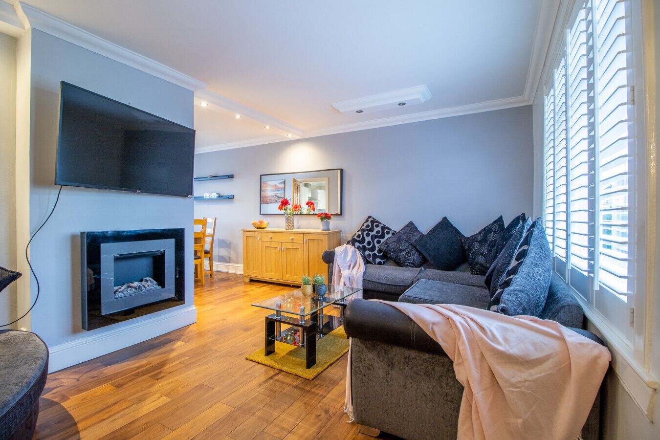 TV, fireplace, video games