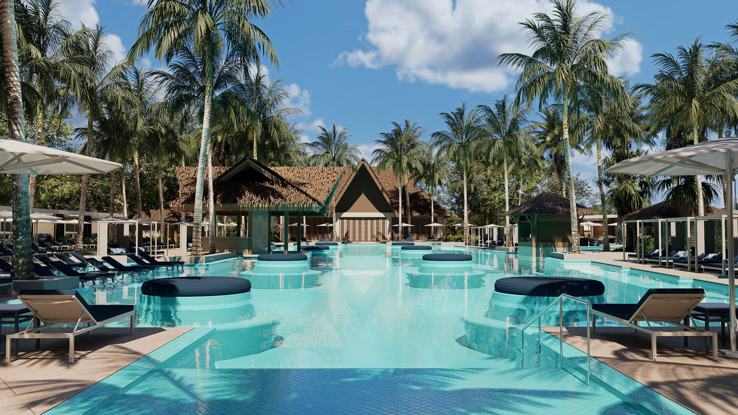 9 piscine all'aperto, cabanas (a pagamento), ombrelloni da piscina