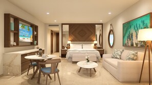 Premium bedding, down duvets, free minibar, in-room safe