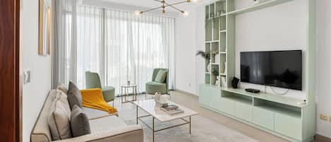 Appartement Luxe, vue ville | Coin séjour