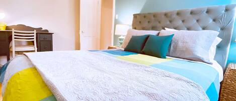 4 bedrooms, desk, iron/ironing board, travel cot