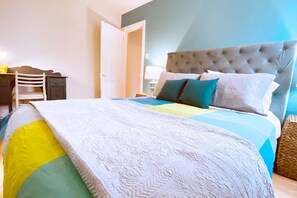 4 bedrooms, desk, iron/ironing board, travel cot