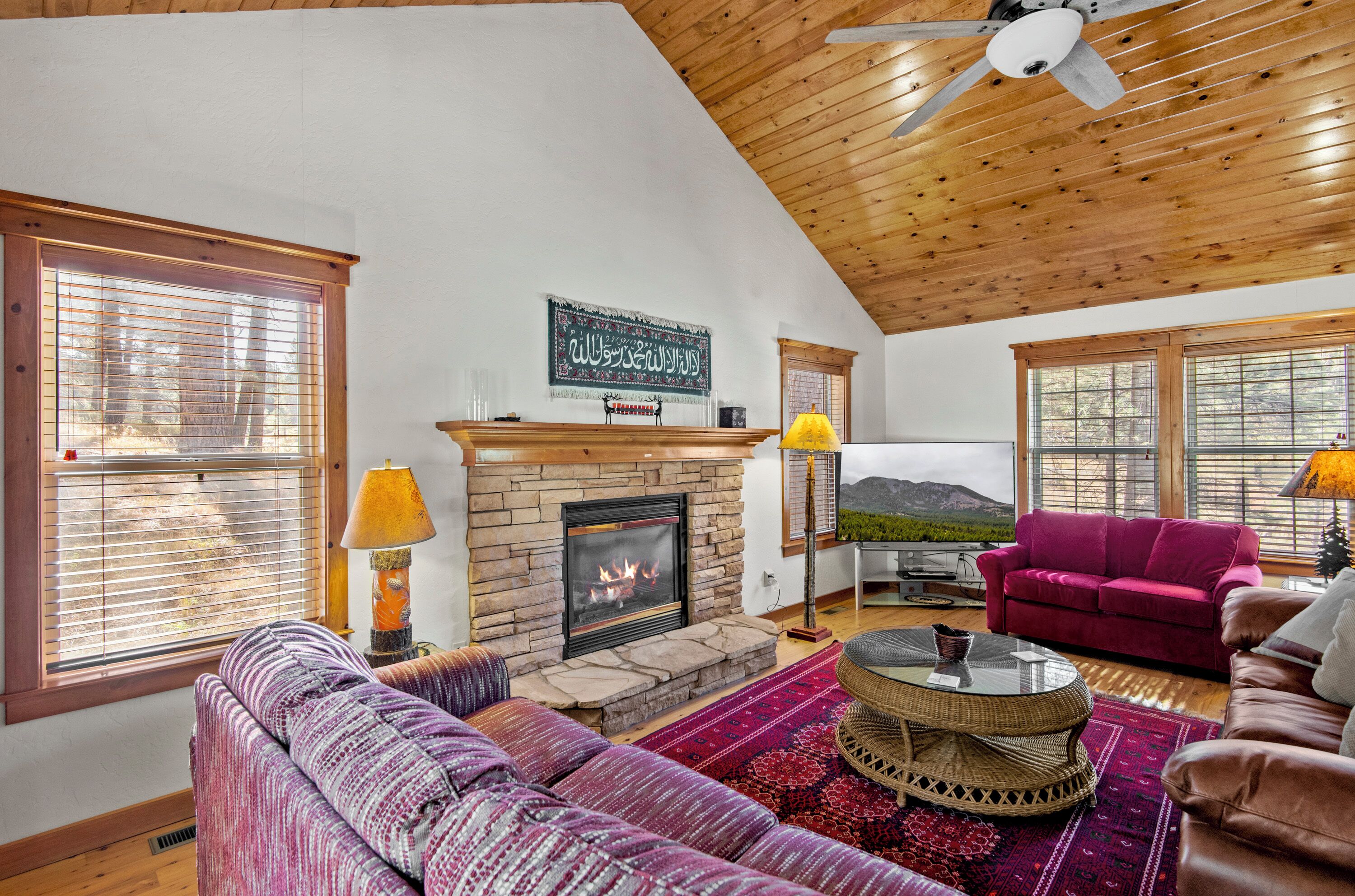 Smart-tv, eldstad och dvd-spelare