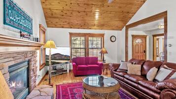 TV connectée, cheminée, lecteur de DVD