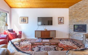 TV, fireplace