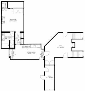 Floor plan - The Lincoln 303, 1 Bed / 1 Bath, Luxury Apartment with Kitchenette (Santa Fe)