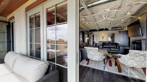 Un intérieur moderne avec un canapé, une cheminée et un téléviseur.