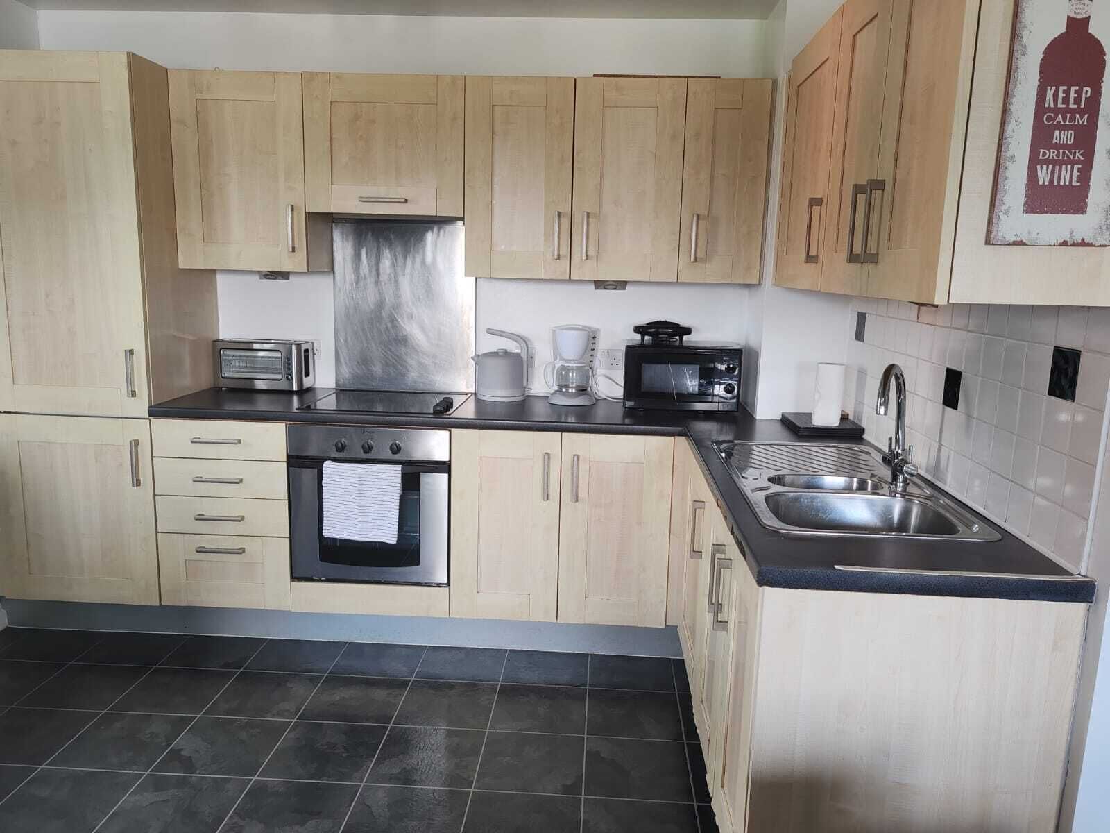 Fridge, microwave, oven, toaster