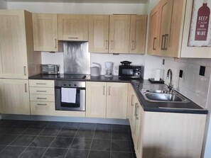 Fridge, microwave, oven, toaster