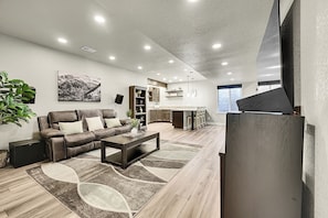 Smart TV, fireplace, video games, books