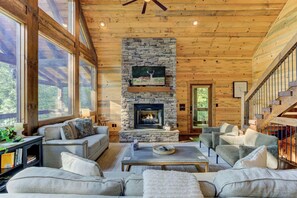 Smart TV, fireplace, video games, table football