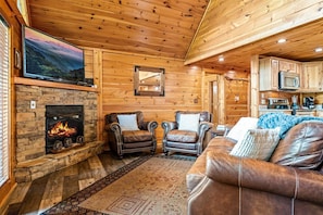 TV, fireplace, DVD player, foosball