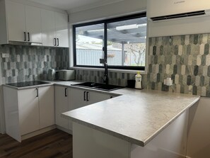 Fridge, microwave, dishwasher, electric kettle