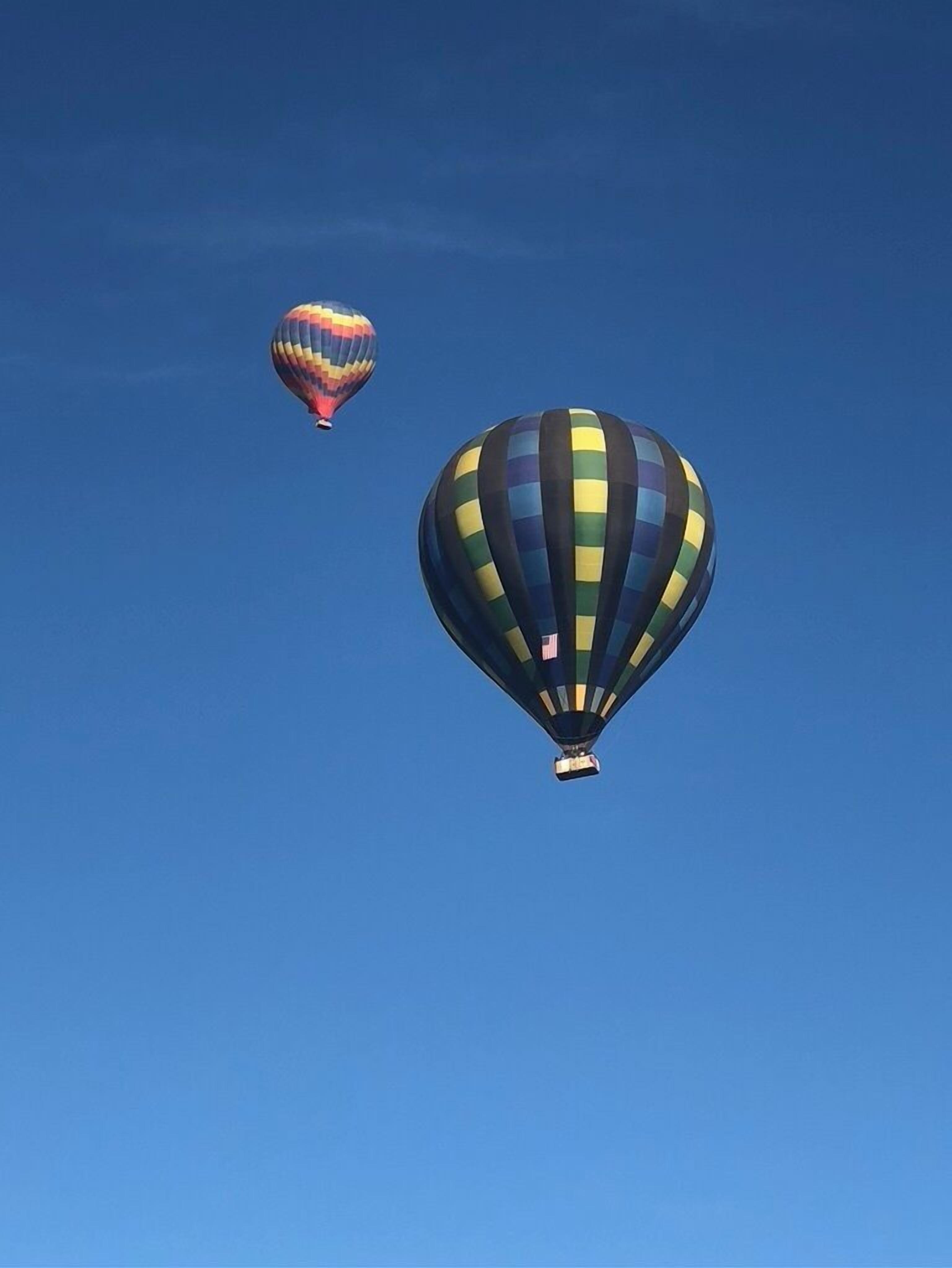 Dos globos aerostáticos en el cielo.