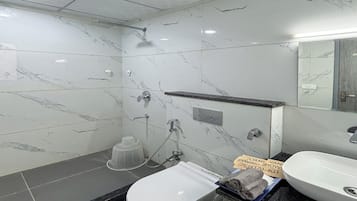 Studio, City View | Bathroom | Shower, free toiletries, slippers, towels