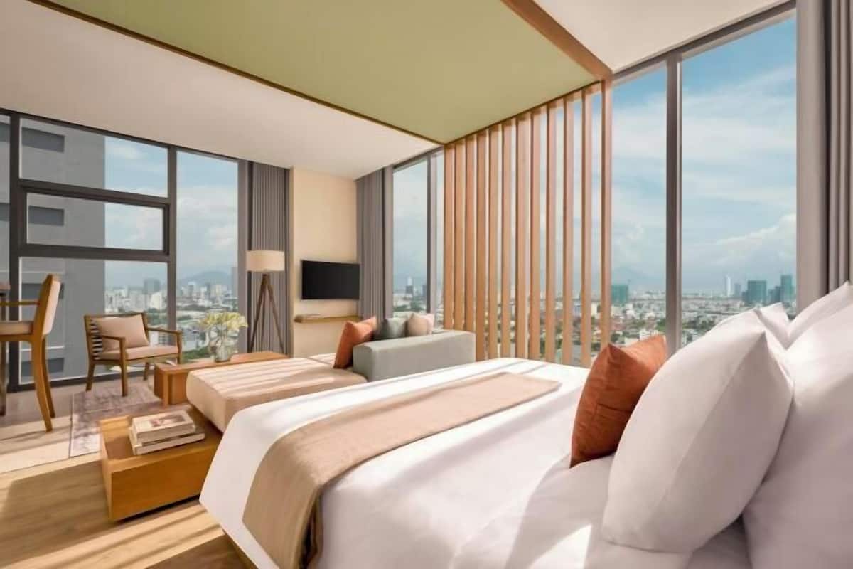 In-room safe, desk, laptop workspace, blackout curtains