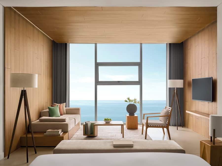 Suite, 1 slaapkamer, uitzicht op oceaan | Woonruimte