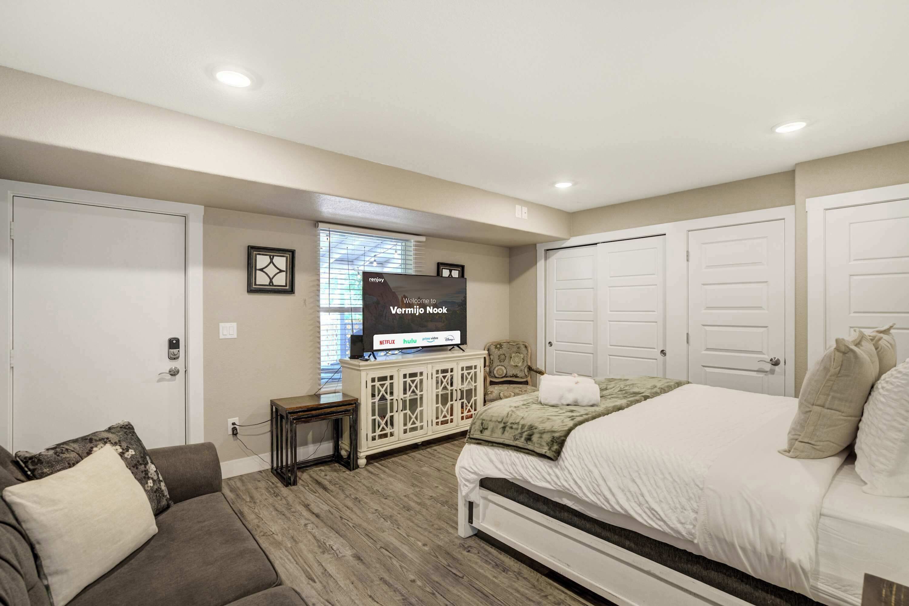1 bedroom, iron/ironing board, travel crib, WiFi