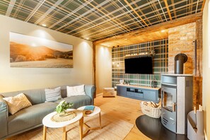 Televisión, chimenea