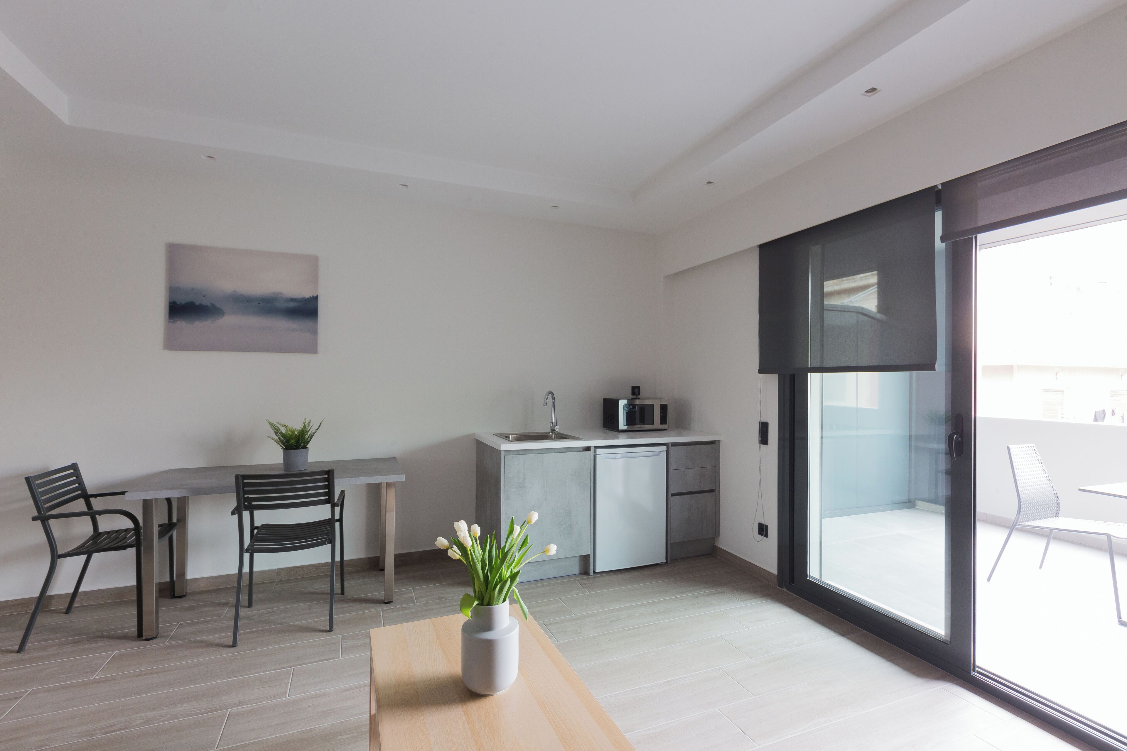 Penthouse Apartment with Balcony | Private kitchenette | Fridge, microwave, electric kettle, paper towels