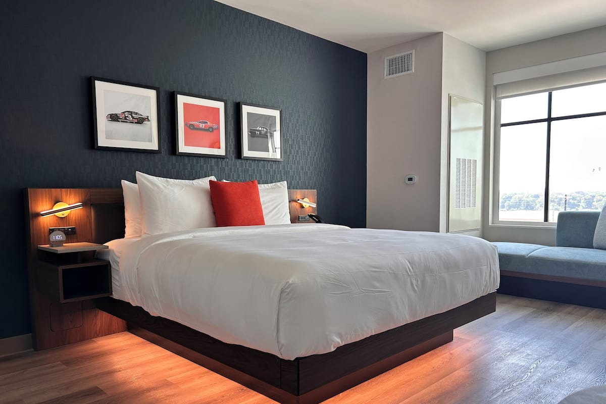 Premium bedding, pillowtop beds, desk, laptop workspace