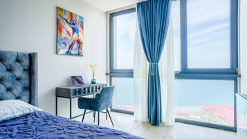 Family Studio Suite, Sea View | Desk, laptop workspace, soundproofing, iron/ironing board