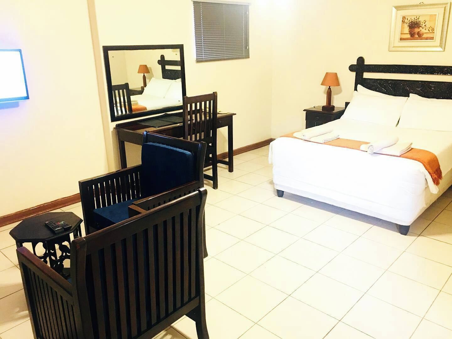 Individually decorated, individually furnished, desk, laptop workspace