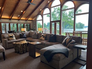 Smart TV, fireplace, video games, DVD player