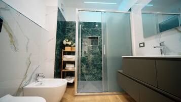 Dusche, Haartrockner, Bidet, Handtücher