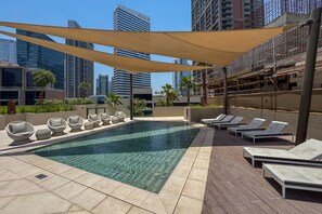 Pool - Lavish 1-Bedroom w/ Burj Khalifa view in Peninsula (Business Bay)