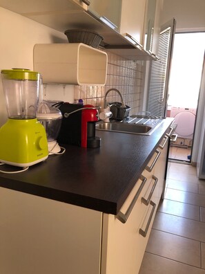 Fridge, microwave, oven