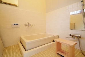 Hair dryer, bidet, towels, soap