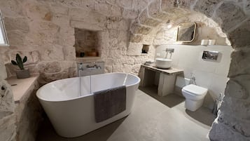 Douche, baignoire à jets, sèche-cheveux, bidet